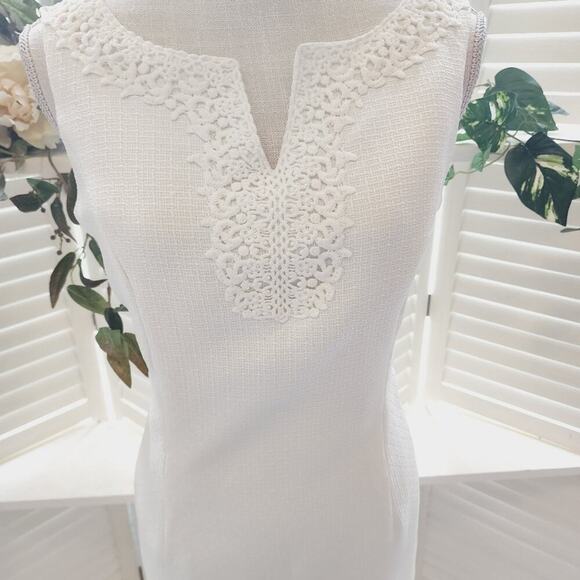 EVAN PICONE BLACK LABEL WHITE LACE V NECK DRESS SIZE 8 - Picture 2 of 6